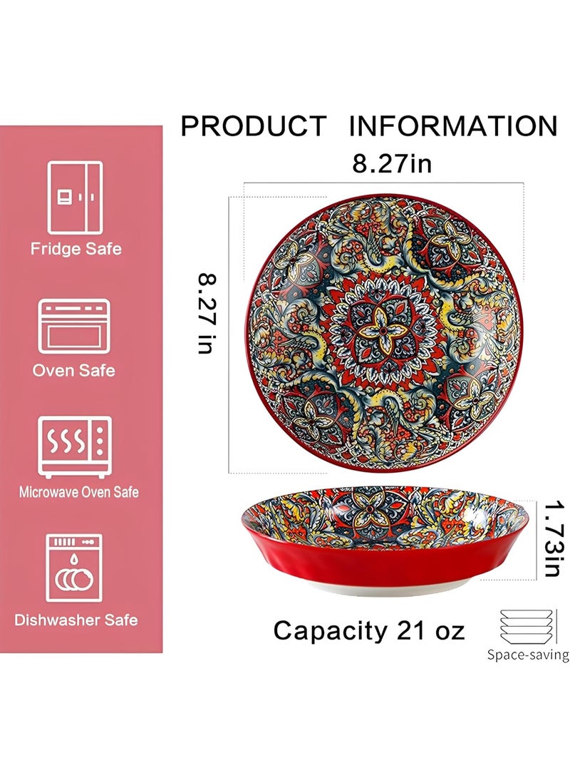 Bukela Salad Bowl, Large Ceramic Serving Bowls, Soup Bowl Set of 4, 10 inch Dinner Plates for Pasta, Boho Decorative Serving Dishes for Entertaining, Vibrant Color Fruits Bowls for Party - Image 2